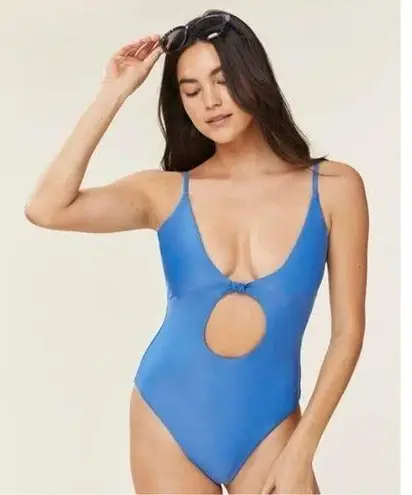 ANDIE NWT The Santorini Knot Key Hole One Piece Swimsuit Removable Cups M Blue