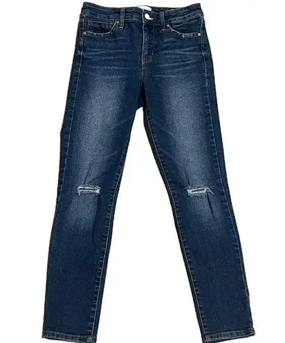 William Rast High Rise Ankle Skinny Jeans Dark Wash Distressed Size 25 Stretchy