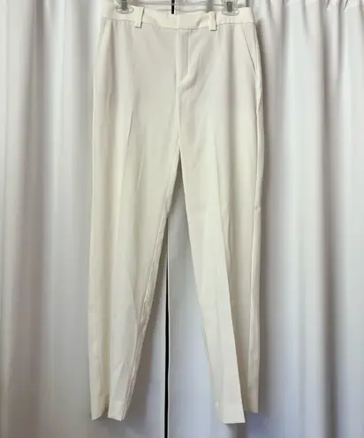 Mango NWOT  Solid White High Rise Trousers Cropped Dress Pants Size Small