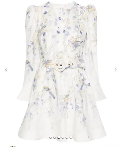 Zimmermann Cream and Purple Floral Long Sleeve Dress