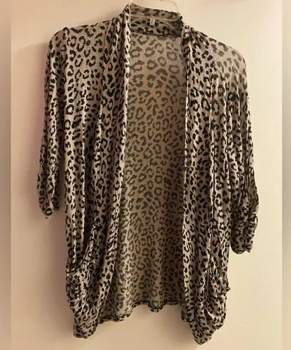 Libian Womens Lightweight Cardigan Sweater S Small Leopard Print Brown & Black