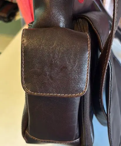 Faux leather Messenger/hand Bag Brown