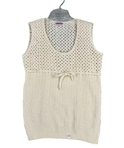 Miss Scotch English Sweater Women Medium Cream Open Crochet Neutral Boho Peasant