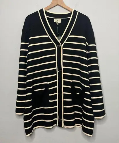 Tuckernuck Cardigan XXL Black White Stripe Lauren Long Preppy Academia Old Money