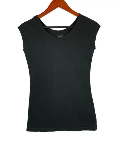 Mod Bod Womens Black Sleeveless Fitted Top S Cotton & Spandex Blend