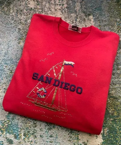 Vintage Christie Alexander San Francisco Marine Club jewel sweatshirt, size XL Red