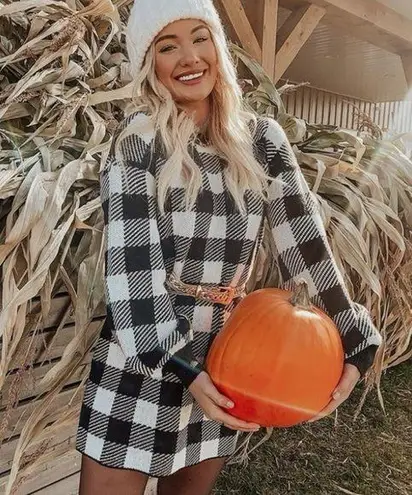 LPA Floyd Buffalo Check Sweater Dress S