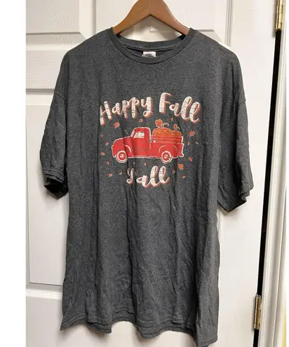 Delta 017-018 Happy Fall Y'all Women 2X Turkeys Happy Thanksgiving T-Shirt Red Truck - Image 1