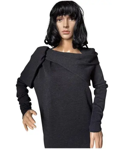 LANVIN Draped Twisted Wool long sleeved sweater dress in gray size small