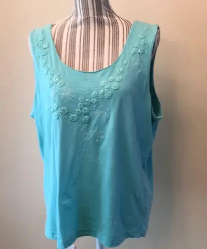 cj banks  Turquoise Sleeveless Embroidered size 1X