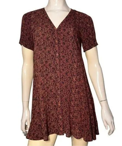 Staring At Stars Urban Outfitters Y2K Size XS Burgundy Print Short Tunic Dress