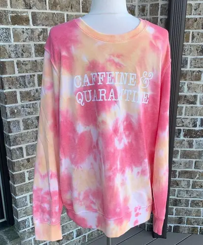 Caffeine Sweatshirt NWT Womens Large Tie Dye Modern Canvas Pink Peach