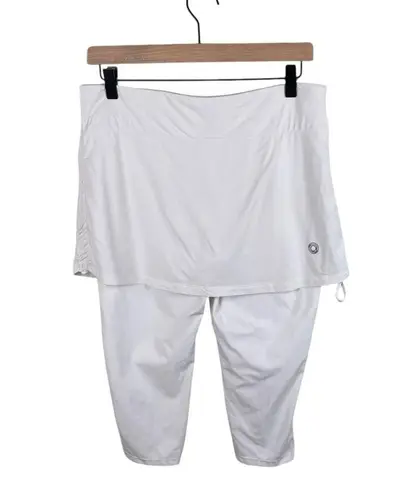 BloqUV Women's Capri Skort Skirted Leggings in White Size Large Modest Athletic