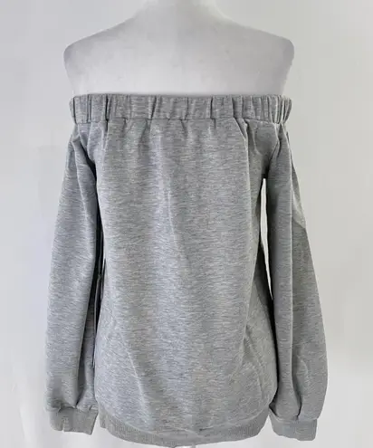 Lumière New Off The Shoulder Sweatshirt Bardot Sweat Top Heather Gray