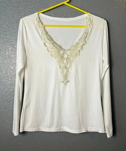 White Long Sleeve V