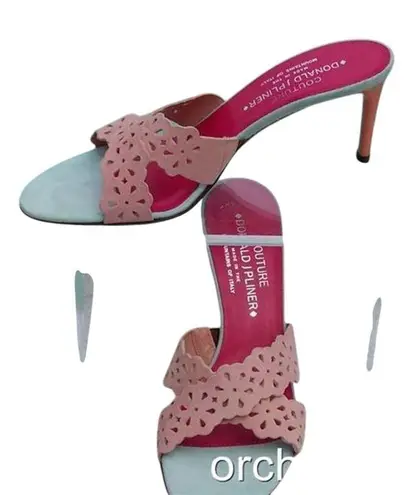 Donald Pliner Couture Nappa Leather Shoe Shrimp Mist Criss Cross Slide NWT $235 Pink Size 9