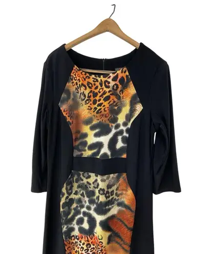 FRANK LYMAN geometric Animal Print Sheath Shift Dress 14