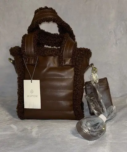 ASPEN Brown Quilted Mini Bag with Sherpa Accents