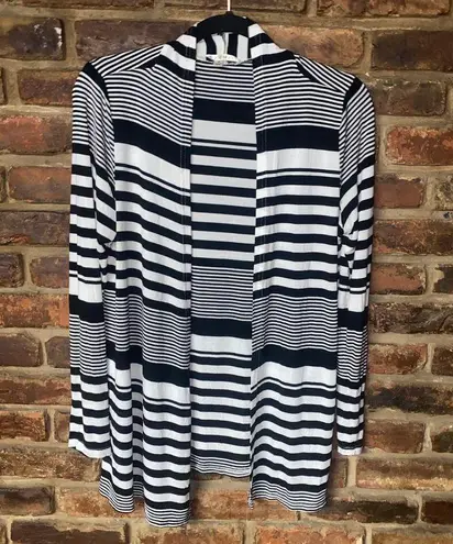 Cyrus  Black & White Striped Open Front Cardigan Sweater Women's Size Medium