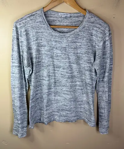 James Perse Standard Black White Heathered Long Sleeve Tee US Large Womens