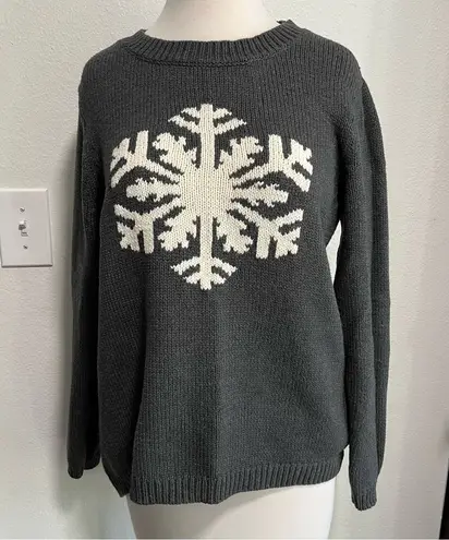 Snowflake Gray Sweater Women’s Size Medium Knit Jumper Classic North Style