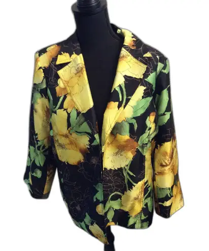 Susan Graver Large Floral Womens Light Jacket