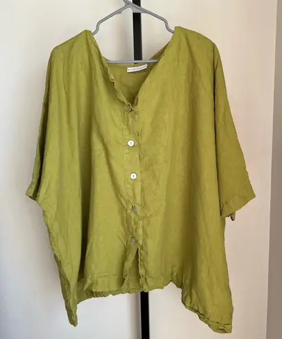 Bryn Walker Green Linen Top