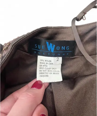 Sue Wong Y2K Nocturne Brown Ruched Dress 2