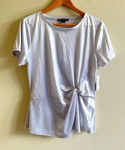 Inc international NEW  Concepts Twist-Front Shine T-Shirt Size XL Metallic Silver