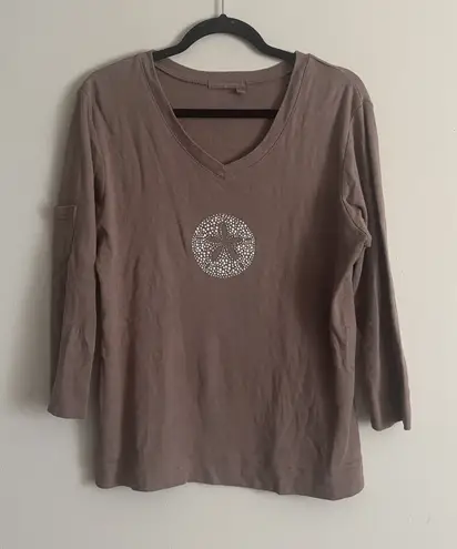 Fresh Produce Vintage Y2K V Neck Top LARGE Beach Boho Sand Dollar Coastal
