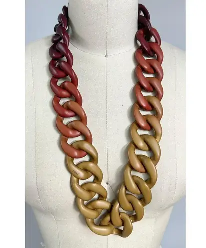PONO by Joan Goodman Italian Resin Necklace Red Brown Tan 30"