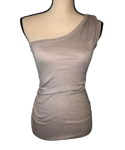 Michael Stars One Size Gray Silver Sparkle Stretch One Shoulder Top Knit OS
