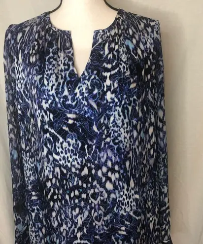 Elie Tahari LILO Printed Silk Dress Open Sleeves