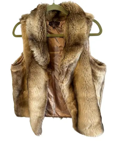 Fenn Wright Manson Faux Fur Vest Womens Medium Sleeveless Brown Tan Outerwear