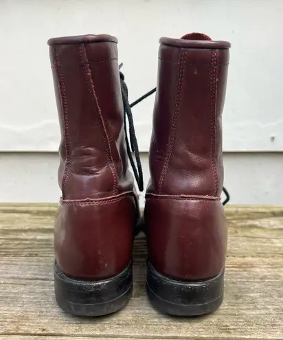 Justin Boots Vintage 80s Dark Cherry Lace Up Roper Kilte Fringe Cowgirl 5.5B