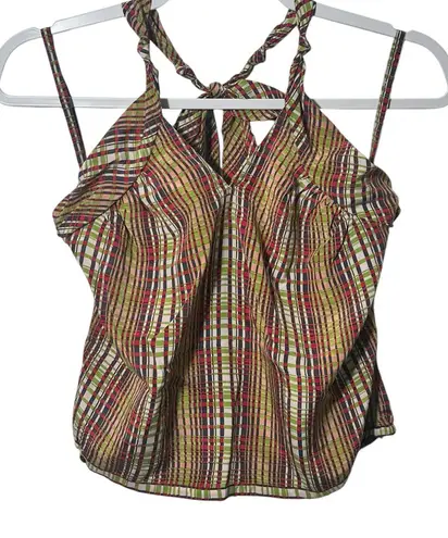Robert Graham Button Back Silk Halter Top NWT Size 6 Beach Colors Summer Preppy - Image 1