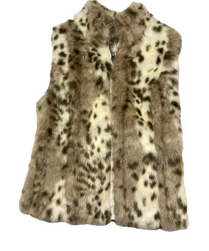 Honey Creek Women’s Reversible Faux Fur Leopard Print Vest NWT Size S Mob Wife Brown