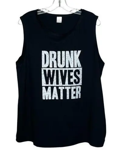 No Brand Sz 2XL Drunk Wives Matter Black Tank Top Funny Graphics