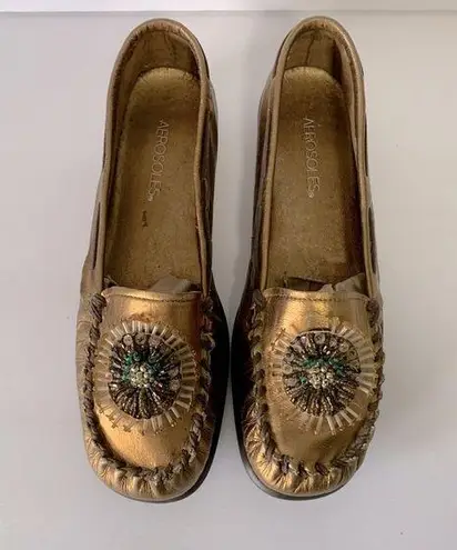 Aerosoles Jamboline Metallic Gold Moccasins