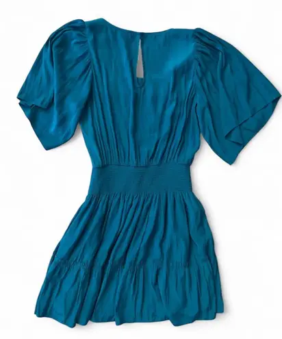 Ramy Brook Kit Dress Flutter Sleeve Mini Teal Small