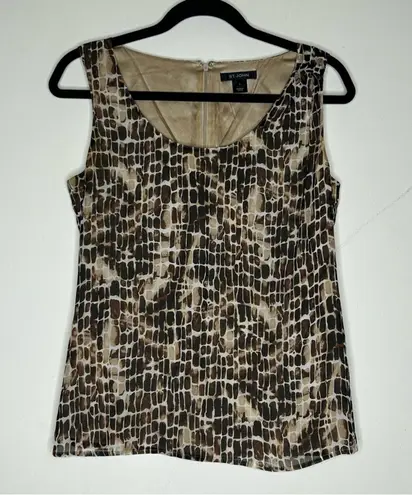 St. John Animal Print Sleeveless Tank Top Blouse 100% Silk Tan Cheetah Leopard