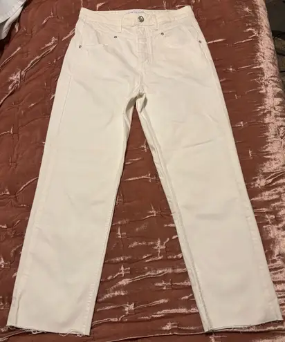 ZARA NWT  High Rise Straight Decorative Seam Front Jeans, White, Sz. 6 - Image 1