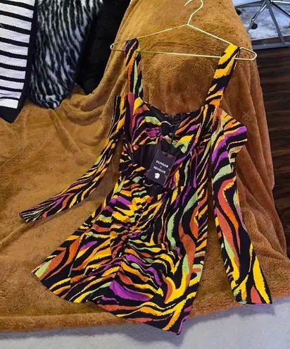 Dundas x Revolve Carmen Mini Dress in Black Zebra Pink