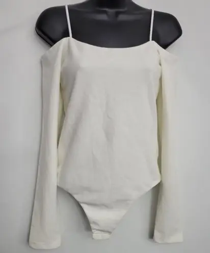 ALLSAINTS NWT  Audery Cold-shoulder Stretch Cotton Bodysuit White Size 4