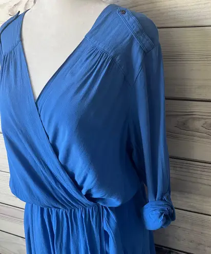 Maeve Anthropologie  Lene Blue Faux Wrap Dress