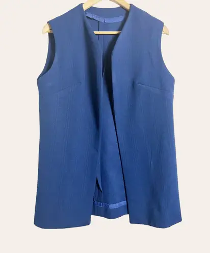 70’s Vintage Textured Navy Blue Sleeveless Open Front Vest Size XL Size L