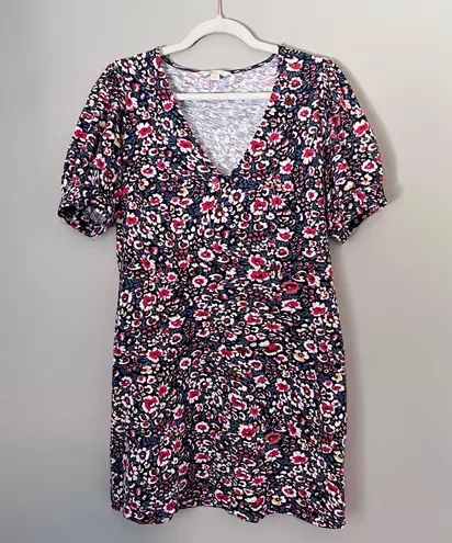 Boden USA Boden V-Neck Jersey Puff Sleeve Mini Dress French Navy Eden Bloom Floral US 12