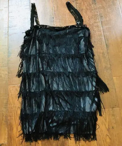Black fringe & sequin flapper dress Size undefined