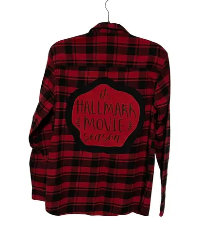 Handmade Unique Red Plaid Hallmark Movie Season Flannel Shirt M