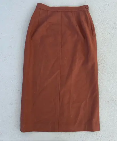 Pendleton Vintage 70s woolen mills 100% virgin wool rust brown midi pencil skirt
